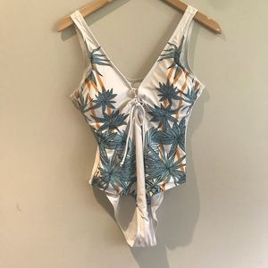 Zaful white one piece and blue bikini